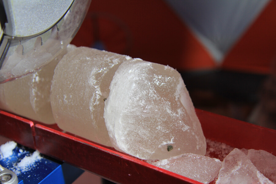 Photo shows an ice core sample.