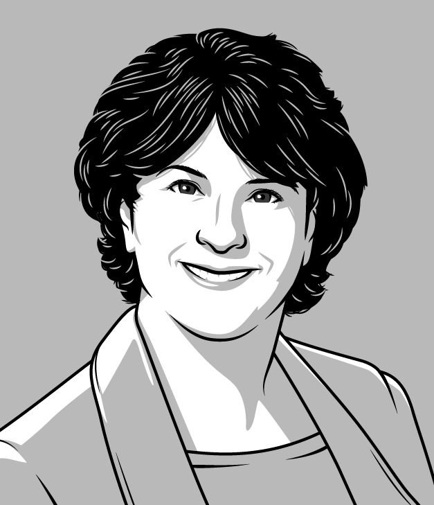 Head-and-shoulder cartoon portrait of Michele Gelfand